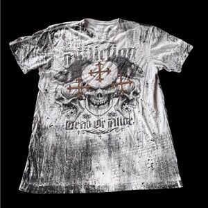RARE ! Affliction Fracture Mens Size Large Skull & Cross T-Shirt USA Made🇺🇸